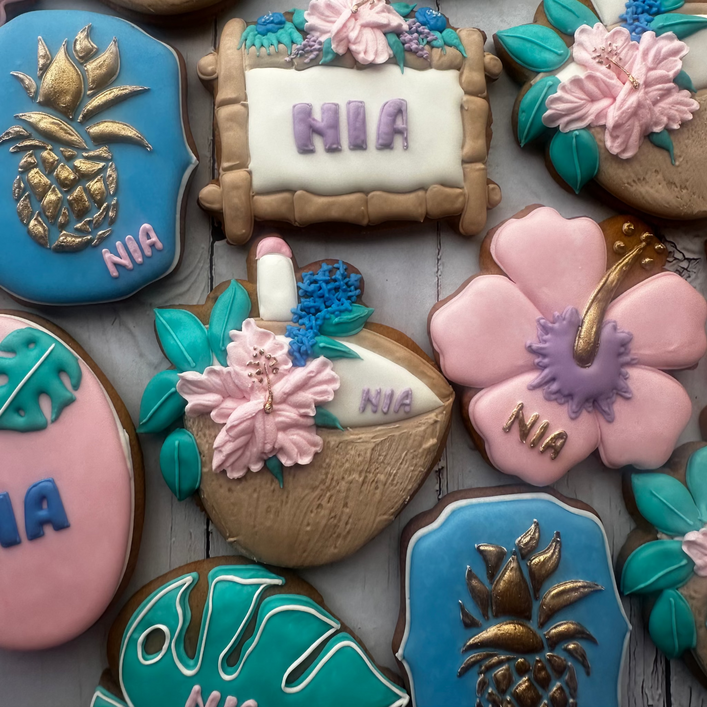 Personalized Tropical Luau Cookie Set 2 dozen (24 pcs)