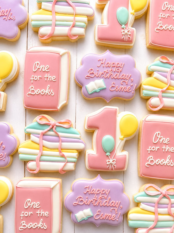Custom birthday cookies with personalized designs for a birthday celebration in Sunnyvale, California