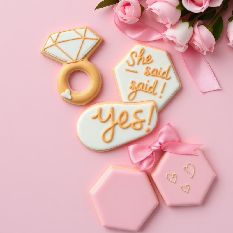 Custom bridal shower, wedding, and engagement cookies with personalized romantic designs in Sunnyvale California