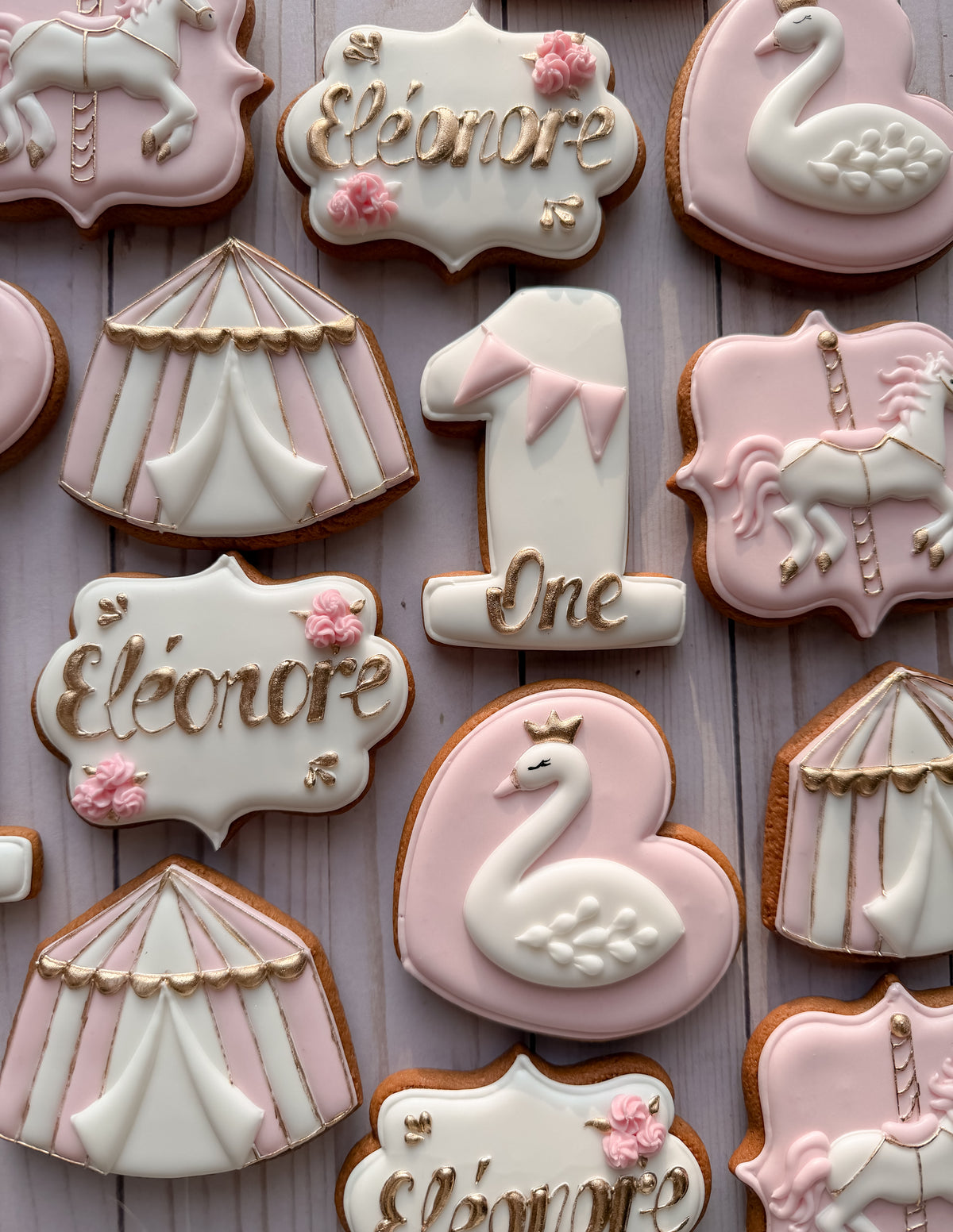 Personalized Swan First Birthday Cookie Set