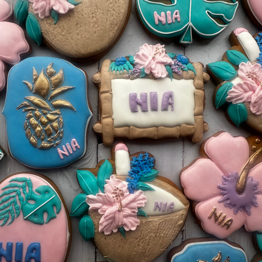 Personalized Tropical Luau Cookie Set 2 dozen (24 pcs)