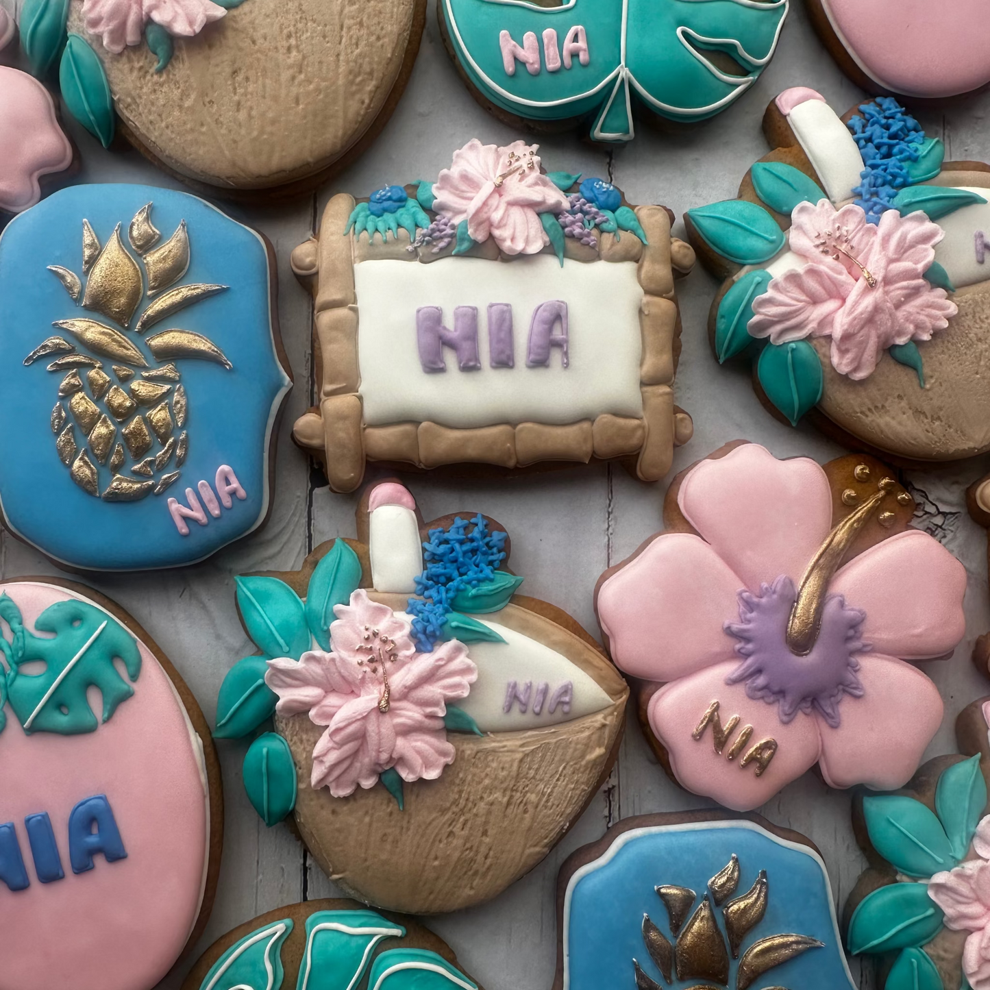 Personalized Tropical Luau Cookie Set 2 dozen (24 pcs)