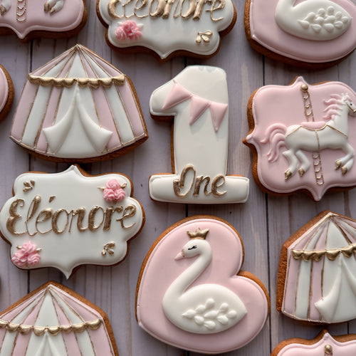 Personalized Swan First Birthday Cookie Set