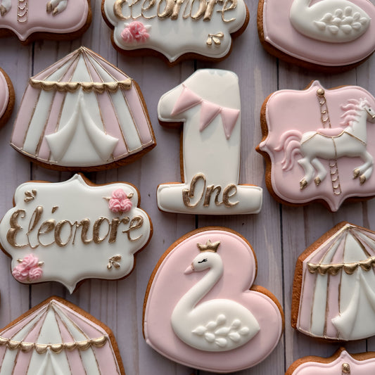 Personalized Swan First Birthday Cookie Set